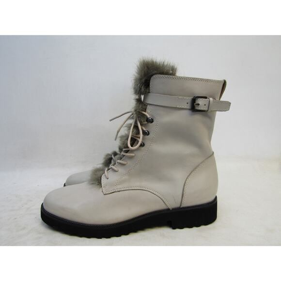 Franco Sarto Shoes - Franco Sarto Womens Size 11 M Beige Leather Lace Up Ankle Fashion Boots Booties